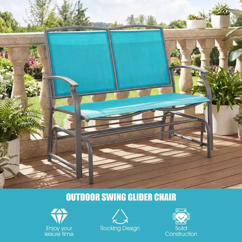 Costway Patio Glider Rocking Bench Double 2 Person Chair Loveseat Garden Gray Turquoise/Blue/Brown