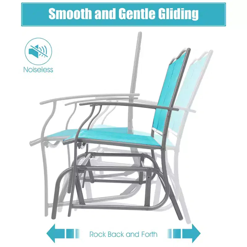 Costway Patio Glider Rocking Bench Double 2 Person Chair Loveseat Garden Gray Turquoise/Blue/Brown