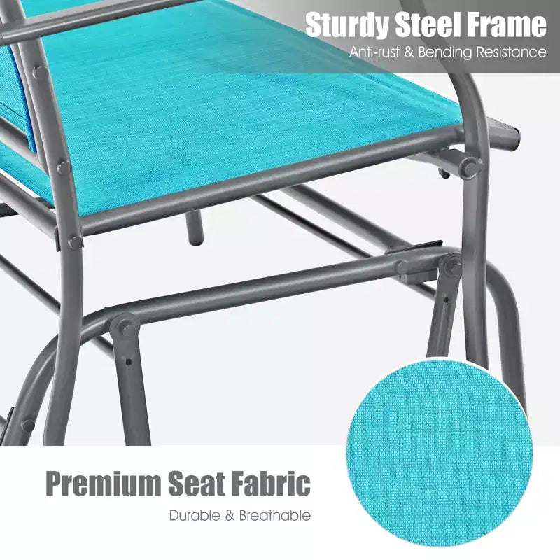 Costway Patio Glider Rocking Bench Double 2 Person Chair Loveseat Garden Gray Turquoise/Blue/Brown