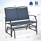 Costway Patio Glider Rocking Bench Double 2 Person Chair Loveseat Garden Gray Turquoise/Blue/Brown