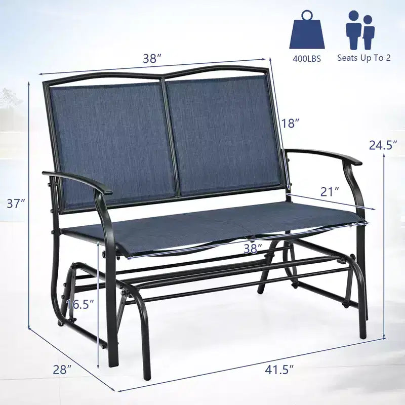 Costway Patio Glider Rocking Bench Double 2 Person Chair Loveseat Garden Gray Turquoise/Blue/Brown