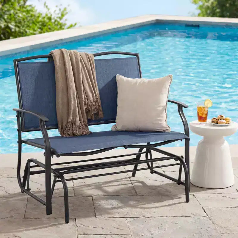Costway Patio Glider Rocking Bench Double 2 Person Chair Loveseat Garden Gray Turquoise/Blue/Brown