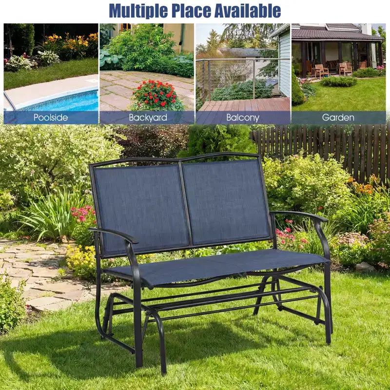 Costway Patio Glider Rocking Bench Double 2 Person Chair Loveseat Garden Gray Turquoise/Blue/Brown