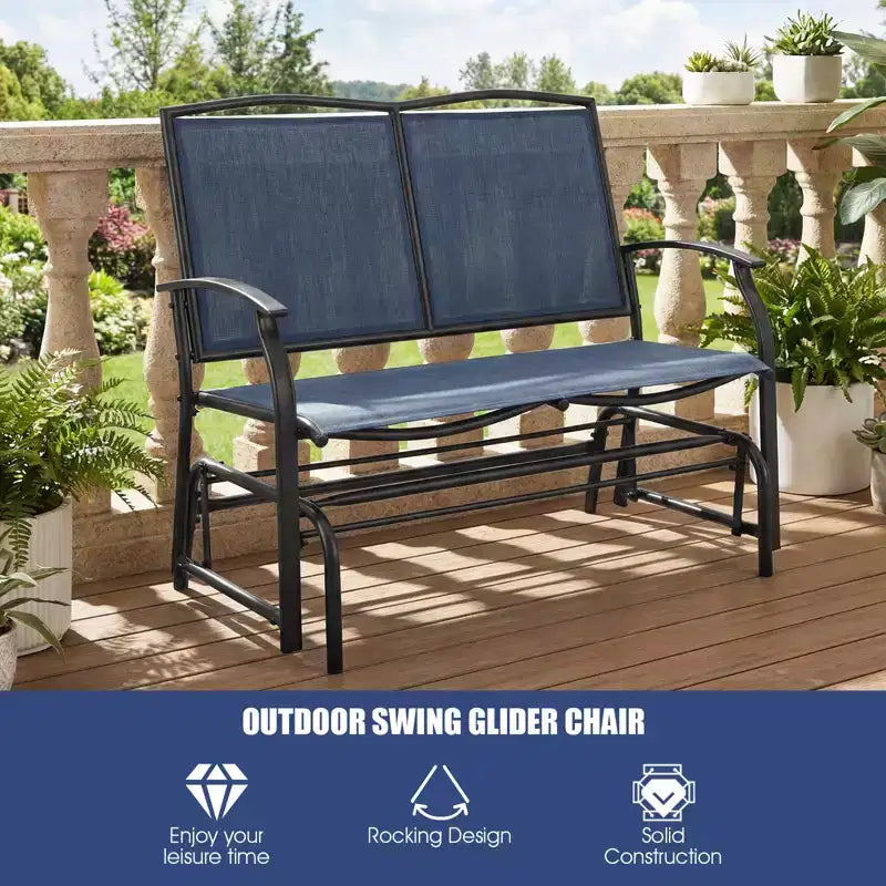 Costway Patio Glider Rocking Bench Double 2 Person Chair Loveseat Garden Gray Turquoise/Blue/Brown