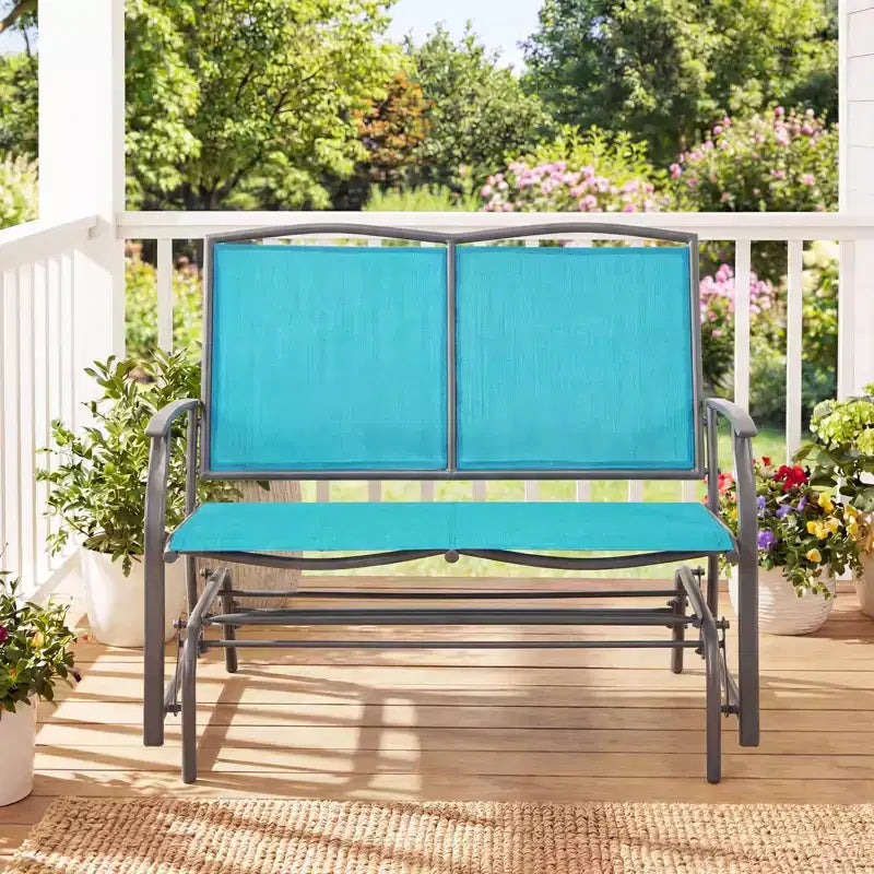 Costway Dondolo da Giardino a 2 Posti Panchina Doppia Poltrona per 2 Persone Giardino Grigio Turchese/Blu/Marrone