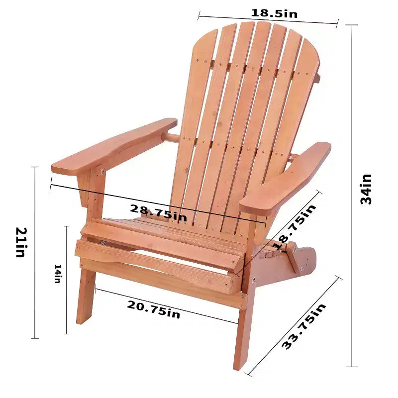 Grand Collection Folding Large Size Adirondack Chair Pine Wood