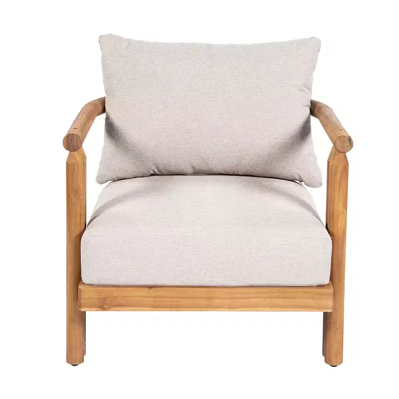 Poltrona da esterno Christopher Knight Home Damaris rustica in legno di acacia con cuscini spessi