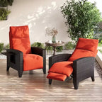 Outdoor Reclining Chair with Flip-Up Side Table,Patio Chair with Independent Backrest & Footrest Adjustments