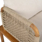 Set of 2 Acacia Wood Club Chairs with Rope Weave Design, Water-Repellent Cushions, Wide Deep Seats for Outdoor Relaxation