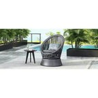 Poltrona girevole in vimini grigio da 67,8 cm con telaio in ferro, cuscino imbottito, rattan PE per patio o balcone