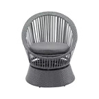 Poltrona girevole in vimini grigio da 67,8 cm con telaio in ferro, cuscino imbottito, rattan PE per patio o balcone