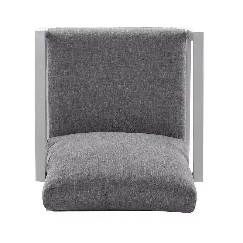 Silver Aluminum Lounge Chair with Rope Accents, Comfortable Cushions, Powder-Coated Frame for Outdoor or Indoor