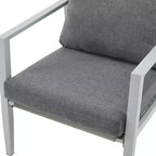 Silver Aluminum Lounge Chair with Rope Accents, Comfortable Cushions, Powder-Coated Frame for Outdoor or Indoor