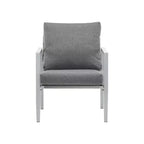 Silver Aluminum Lounge Chair with Rope Accents, Comfortable Cushions, Powder-Coated Frame for Outdoor or Indoor