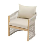 Curved Aluminum Lounge Chair with Rope-Weave Design, Cushioned Comfort, Powder-Coated Frame for Outdoor Living