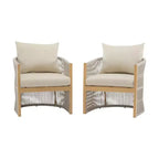Curved Aluminum Lounge Chair with Rope-Weave Design, Cushioned Comfort, Powder-Coated Frame for Outdoor Living