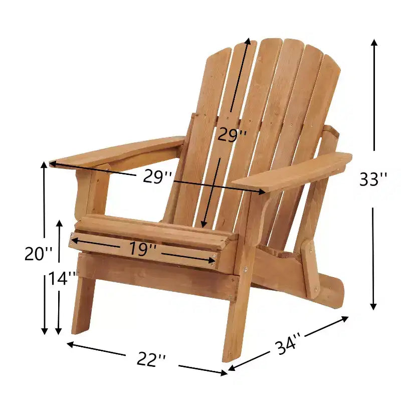 Sedia Adirondack Pieghevole in Legno Sovradimensionata con Schienale e Seduta Preassemblati, Legno di Hemlock, Capacità di Carico 150 kg per Giardino o Terrazza
