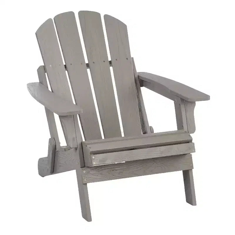 Oversized Embossed Wooden Folding Adirondack Chair with Pre-Assembled Backrest and Seatboard, Hemlock Wood, Weight Capacity 330 lbs for Garden or Deck