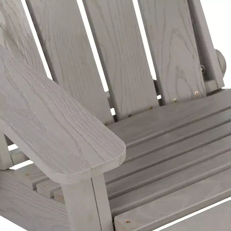 Oversized Embossed Wooden Folding Adirondack Chair with Pre-Assembled Backrest and Seatboard, Hemlock Wood, Weight Capacity 330 lbs for Garden or Deck