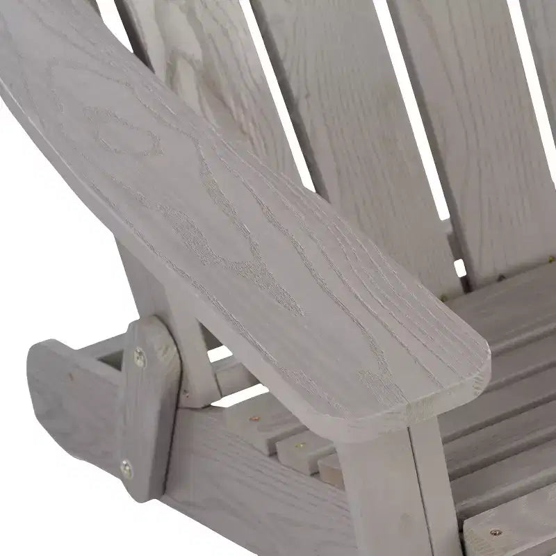 Oversized Embossed Wooden Folding Adirondack Chair with Pre-Assembled Backrest and Seatboard, Hemlock Wood, Weight Capacity 330 lbs for Garden or Deck