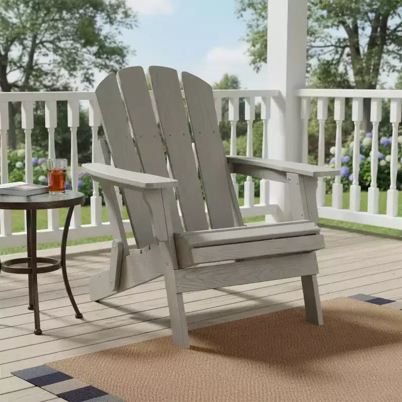 Oversized Embossed Wooden Folding Adirondack Chair with Pre-Assembled Backrest and Seatboard, Hemlock Wood, Weight Capacity 330 lbs for Garden or Deck