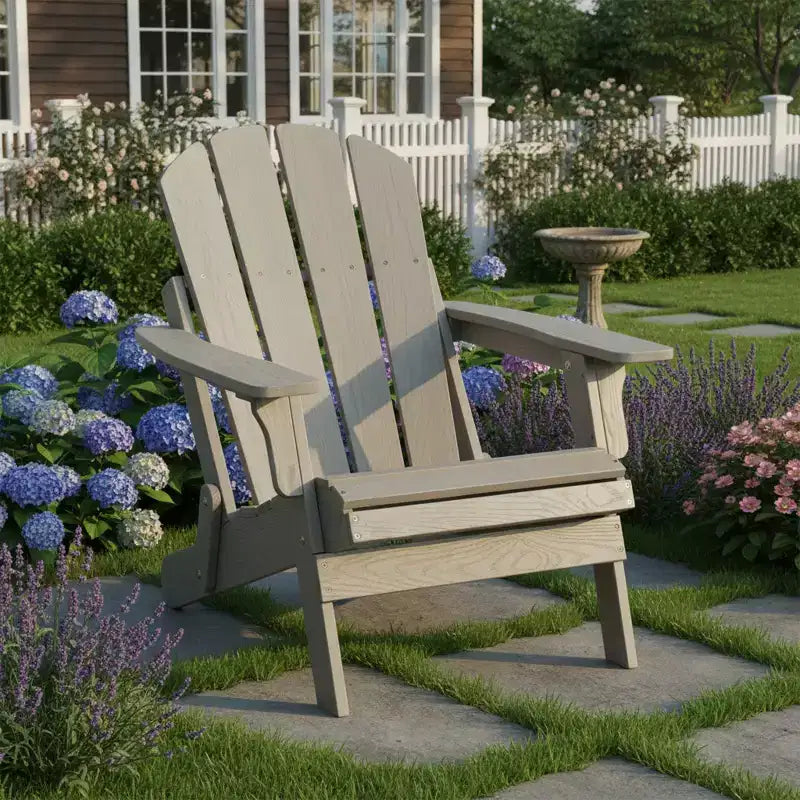 Oversized Embossed Wooden Folding Adirondack Chair with Pre-Assembled Backrest and Seatboard, Hemlock Wood, Weight Capacity 330 lbs for Garden or Deck