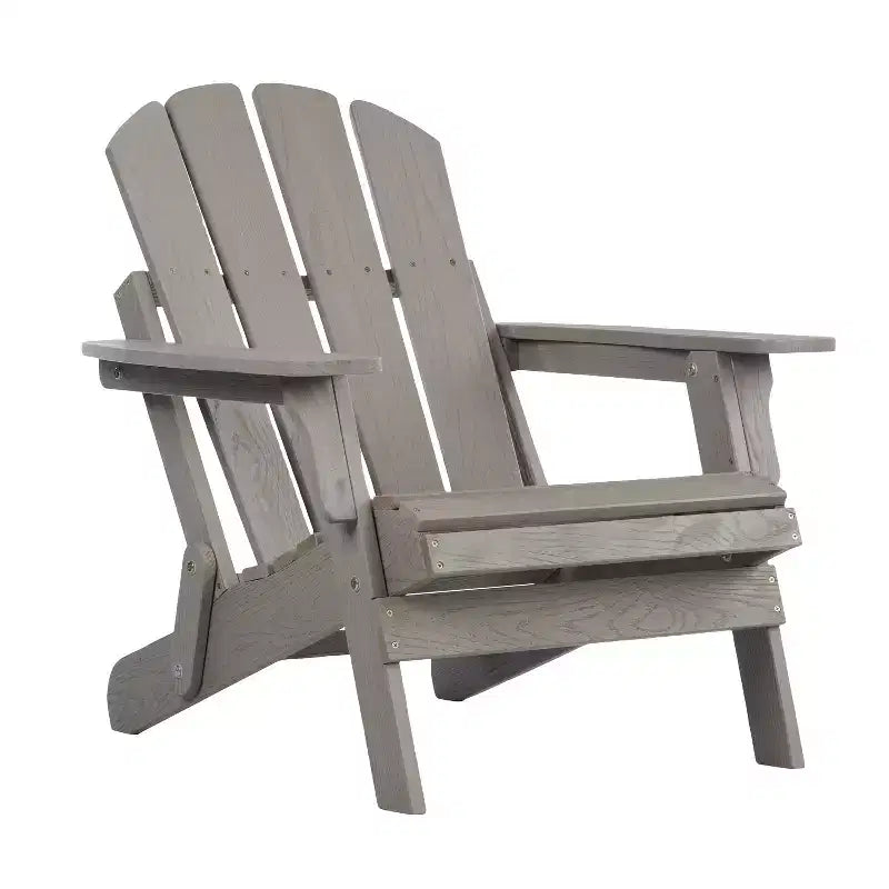 Oversized Embossed Wooden Folding Adirondack Chair with Pre-Assembled Backrest and Seatboard, Hemlock Wood, Weight Capacity 330 lbs for Garden or Deck