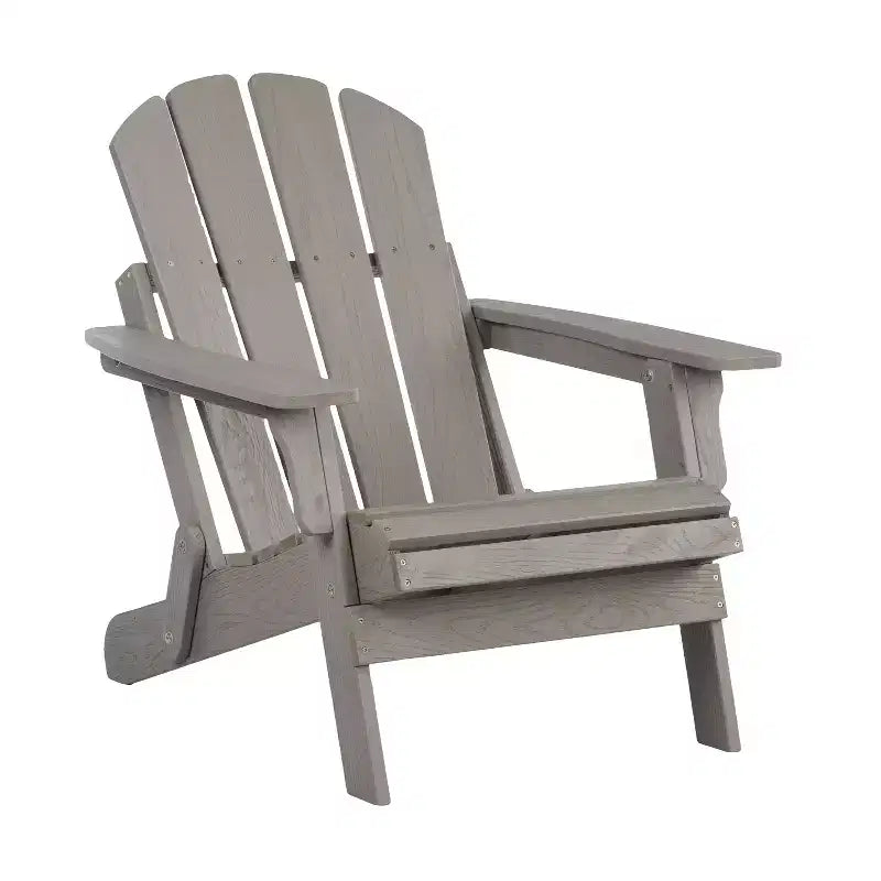 Oversized Embossed Wooden Folding Adirondack Chair with Pre-Assembled Backrest and Seatboard, Hemlock Wood, Weight Capacity 330 lbs for Garden or Deck