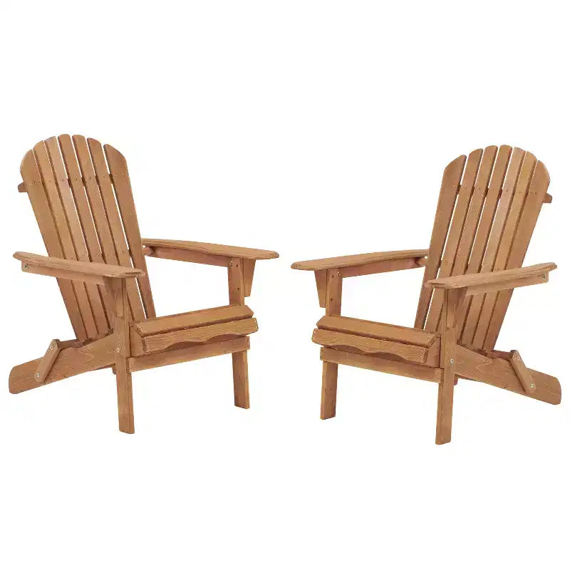 Set di 2 sedie Adirondack pieghevoli in legno con schienale pre-assemblato, legno di Hemlock, design pieghevole per giardino o cortile