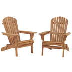 Set di 2 sedie Adirondack pieghevoli in legno con schienale pre-assemblato, legno di Hemlock, design pieghevole per giardino o cortile