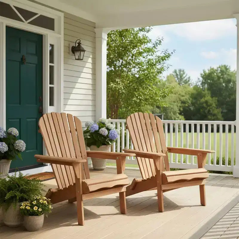 Set di 2 sedie Adirondack pieghevoli in legno con schienale pre-assemblato, legno di Hemlock, design pieghevole per giardino o cortile