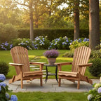 Set di 2 sedie Adirondack pieghevoli in legno con schienale pre-assemblato, legno di Hemlock, design pieghevole per giardino o cortile