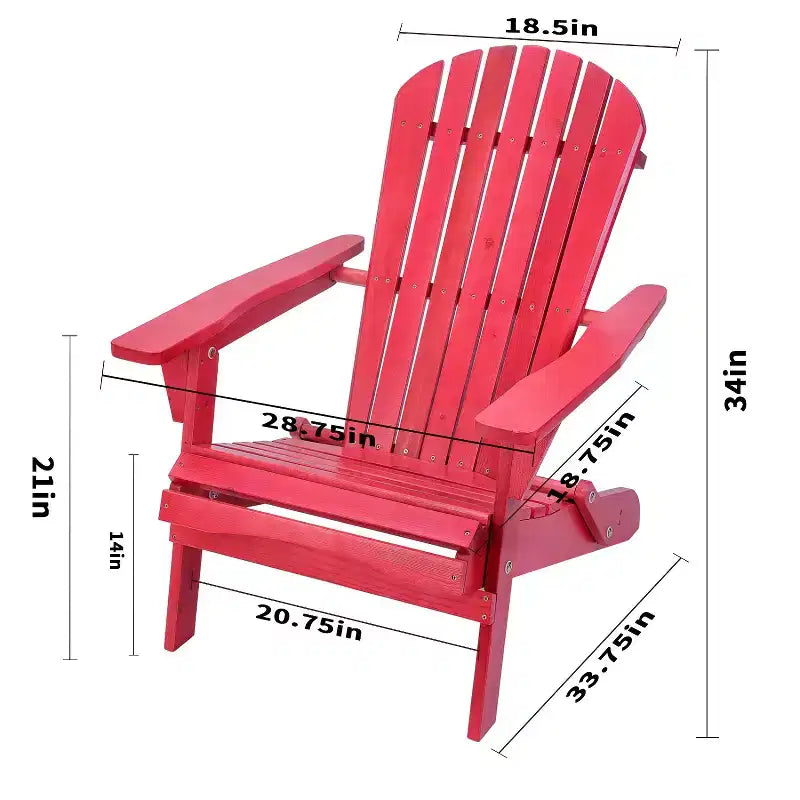 Sedia Adirondack Pieghevole di Grandi Dimensioni in Legno di Pino, 2 Sedie e 1 Tavolino Laterale