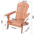 Sedia Adirondack Pieghevole di Grandi Dimensioni in Legno di Pino, 2 Sedie e 1 Tavolino Laterale