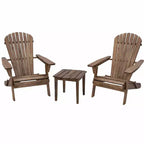 Folding Large Size Adirondack Chair Pine Wood, 2 Chairs and 1 End Table