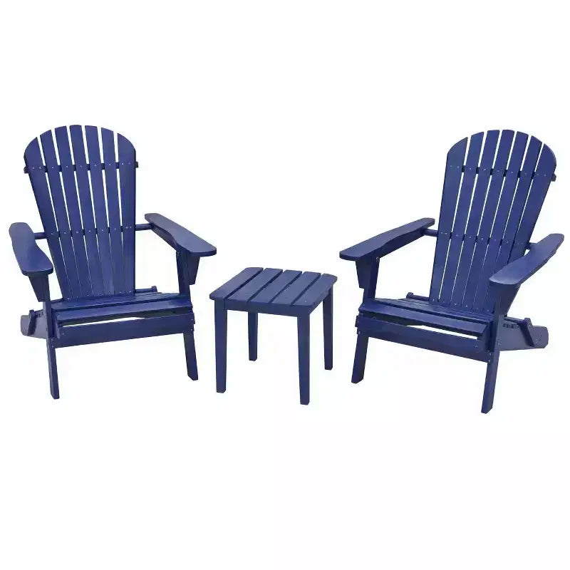 Sedia Adirondack Pieghevole di Grandi Dimensioni in Legno di Pino, 2 Sedie e 1 Tavolino Laterale