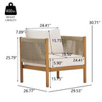 Christopher Knight Home Bradley Patio Modern Acacia Wood Club Chair Woven Rope Panels and Cushions