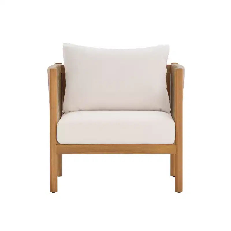 Christopher Knight Home Bradley Patio Modern Acacia Wood Club Chair Woven Rope Panels and Cushions