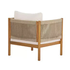 Christopher Knight Home Bradley Patio Modern Acacia Wood Club Chair Woven Rope Panels and Cushions