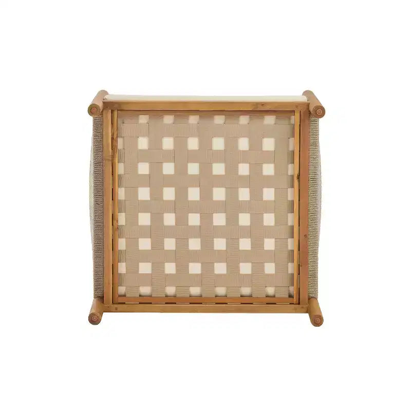 Christopher Knight Home Bradley Patio Modern Acacia Wood Club Chair Woven Rope Panels and Cushions