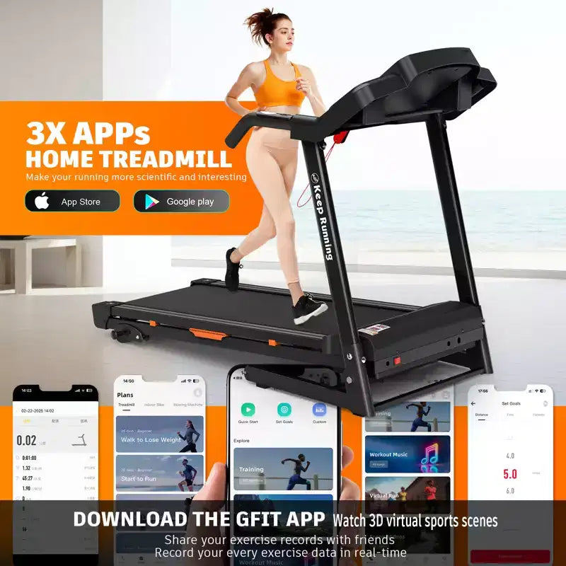Tapis Roulant Pieghevole GDFStudio Velocity con Display a LED e Inclinazione Manuale