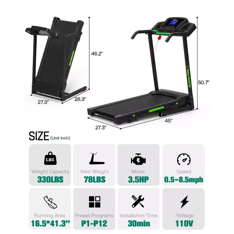 Tapis Roulant Pieghevole GDFStudio Velocity con Display a LED e Inclinazione Manuale