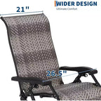 Rattan Reclining Folding Chair,Outdoor Adjustable Recliner,330lb Capacity,Portable Reclining Lounge Chair with Widened Armrest & Wicker for Poolside