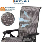Rattan Reclining Folding Chair,Outdoor Adjustable Recliner,330lb Capacity,Portable Reclining Lounge Chair with Widened Armrest & Wicker for Poolside