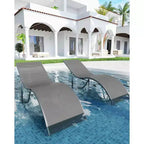 2 Pack S-Shaped Ergonomic Patio Chaise Lounge Chairs,Adjustable Aluminum Reclining Sun Loungers,Foldable Outdoor Lounge Chairs for Pool Beach Garden