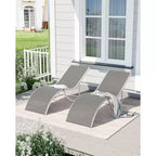 2 Pack S-Shaped Ergonomic Patio Chaise Lounge Chairs,Adjustable Aluminum Reclining Sun Loungers,Foldable Outdoor Lounge Chairs for Pool Beach Garden