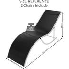 2 Pack S-Shaped Ergonomic Patio Chaise Lounge Chairs,Adjustable Aluminum Reclining Sun Loungers,Foldable Outdoor Lounge Chairs for Pool Beach Garden