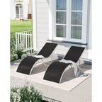 2 Pack S-Shaped Ergonomic Patio Chaise Lounge Chairs,Adjustable Aluminum Reclining Sun Loungers,Foldable Outdoor Lounge Chairs for Pool Beach Garden