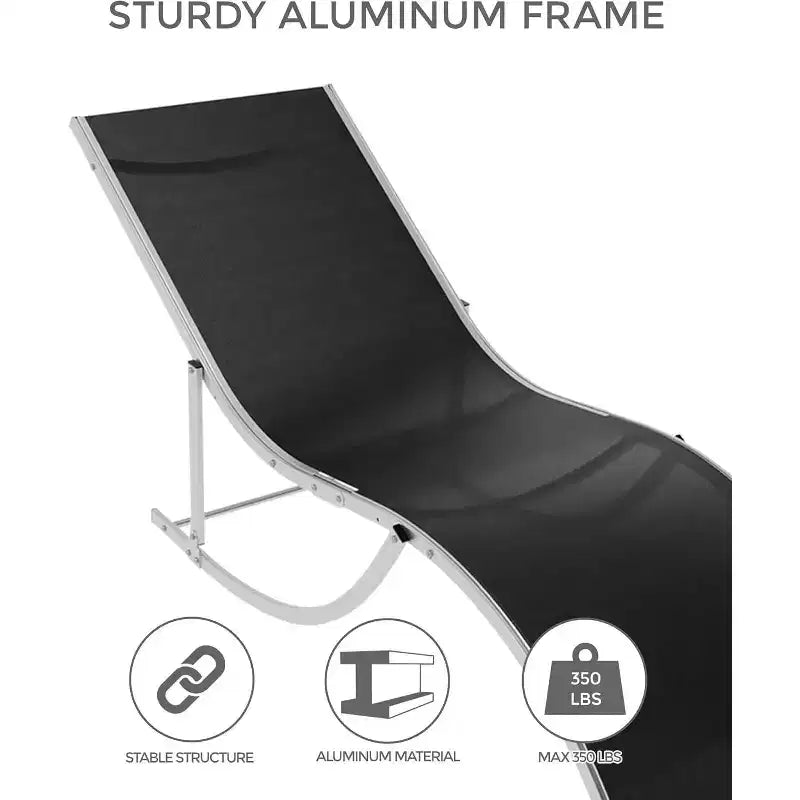 2 Pack S-Shaped Ergonomic Patio Chaise Lounge Chairs,Adjustable Aluminum Reclining Sun Loungers,Foldable Outdoor Lounge Chairs for Pool Beach Garden