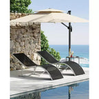 2 Pack S-Shaped Ergonomic Patio Chaise Lounge Chairs,Adjustable Aluminum Reclining Sun Loungers,Foldable Outdoor Lounge Chairs for Pool Beach Garden
